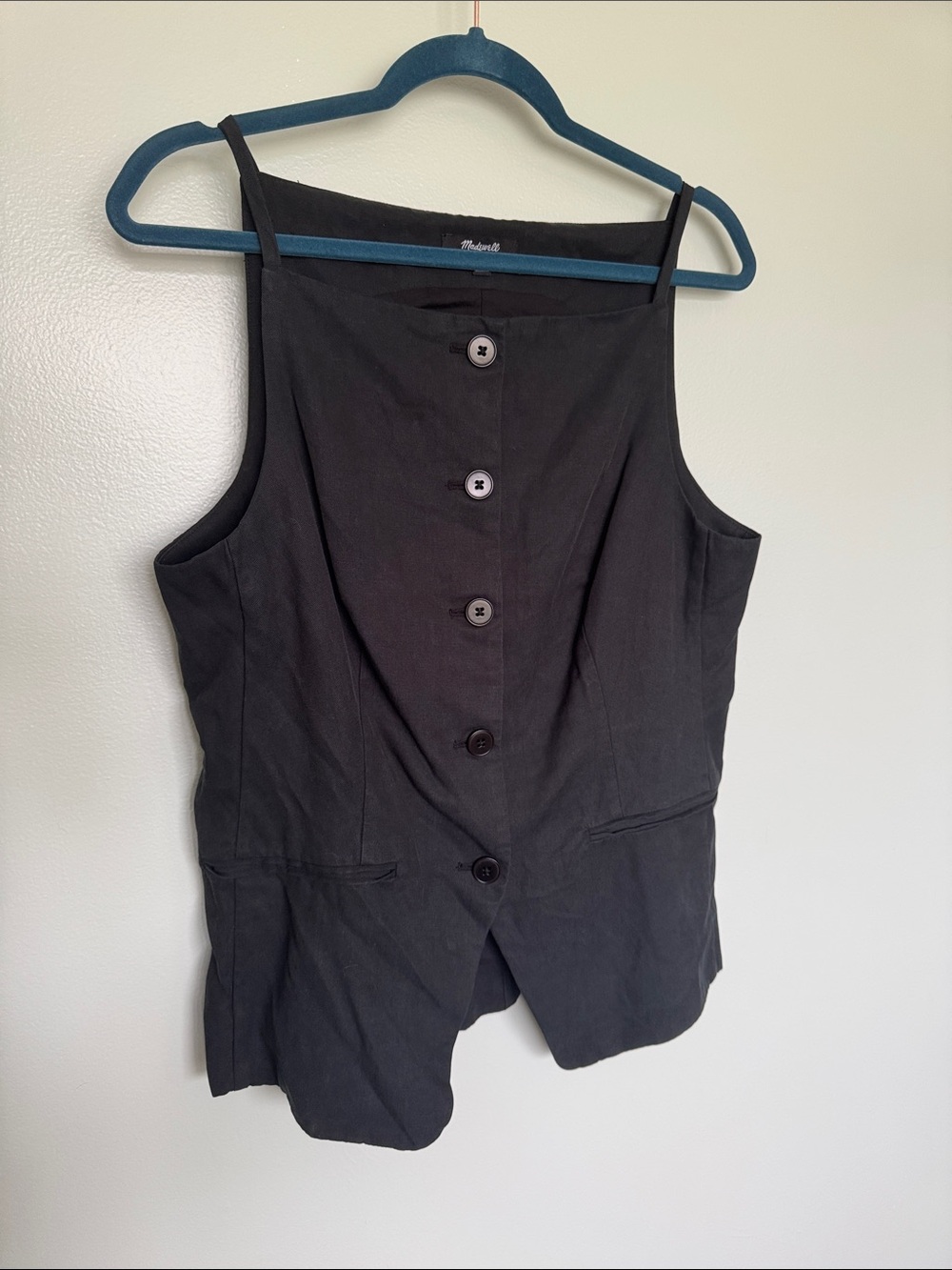 Madewell Black Button-Front Vest Top Size 10